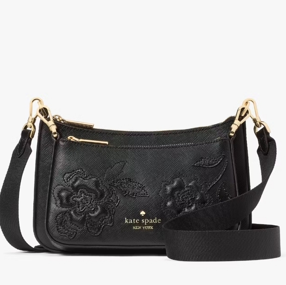 Kate Spade Black Crossbody Bag with Floral Design - Picture 2 of 16